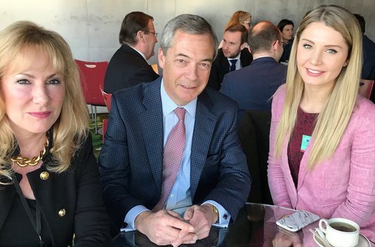 Nigel Farage with British MEP Janice Atkinson and conservative commentator Lauren Southern