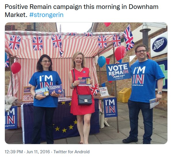 Liz Truss campaigning for Remain